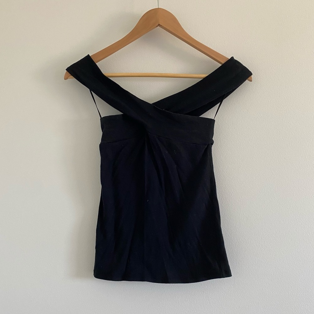 Free People off the shoulder criss cross tank top